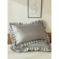 thumbnail image 3 of MOVE OVER Grey Ruffle Pillowcases King, Silky Satin Pillow Cover Set of 2, Luxury Satin Ruffle Pattern, 2 Pack, 3 of 8