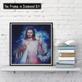thumbnail image 2 of Kit de pintura de diamante 5D Jesús, Padre celestial y religioso, bordado de cristal, punto de cruz, obra de arte decorativa de diamante redondo, 14x14 pulgadas, 2 of 5