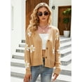 thumbnail image 3 of nine bull Cardigan Sweaters for Women,Long Sleeve Floral Open Front Sweater V Neck Outwear Cardigan (Khaki S), 3 of 7