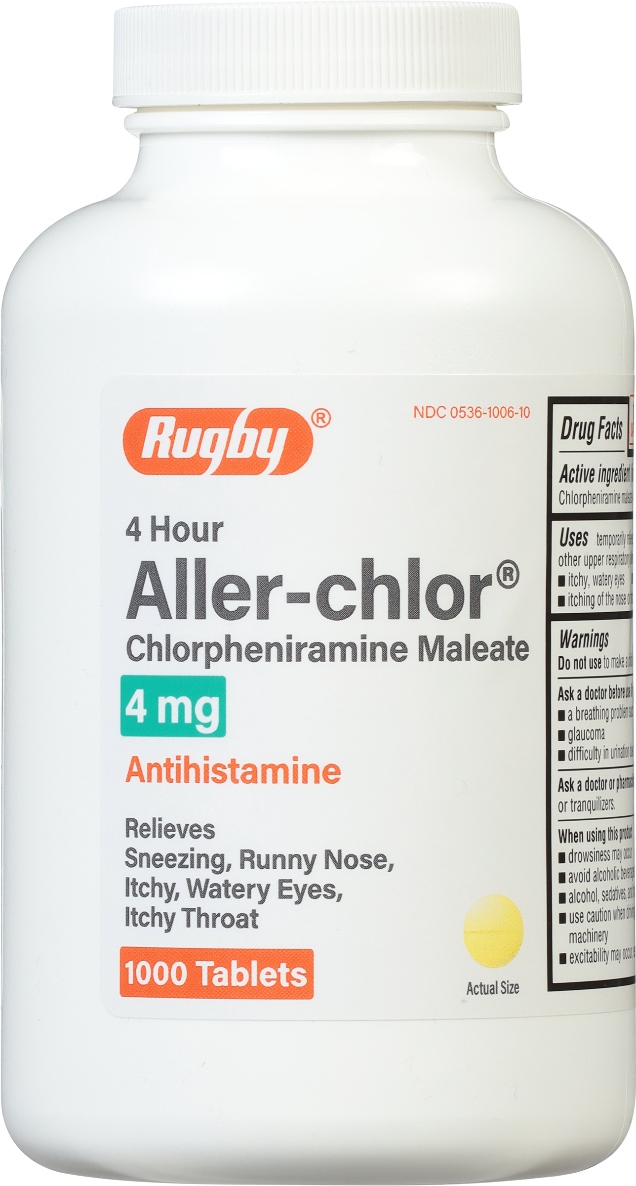 Aller-Chlor Chlorpheniramine Maleate Antihistamine, 4mg, 1000 count - image 2 of 3