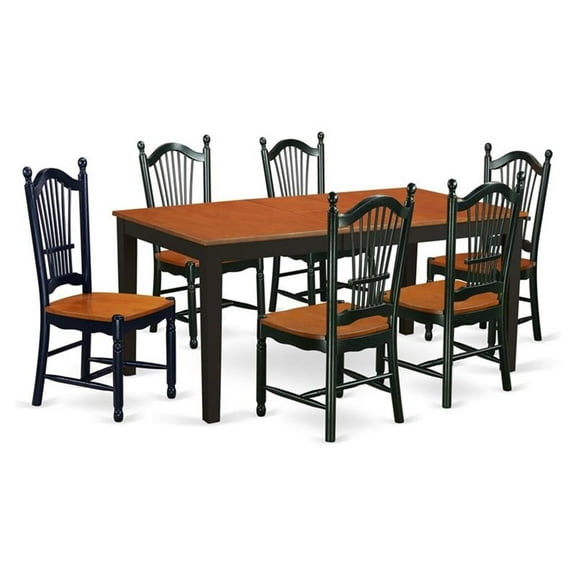Atlin Designs 7-piece Wood Dining Room Table Set in Black/Cherry