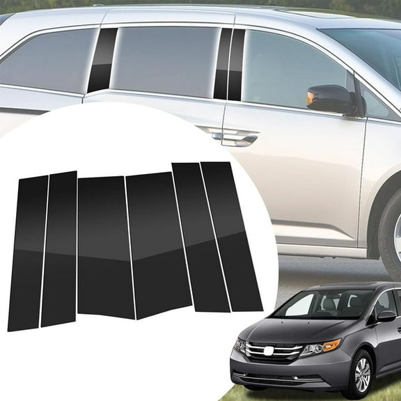 6Pcs Glossy Black Pillar Posts Door Trim Cover Kits For Honda Odyssey 2011-2017