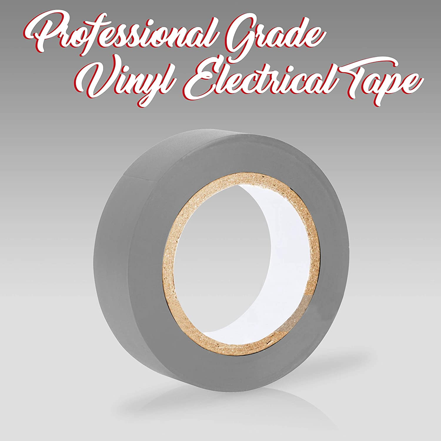 OhLectric Heavy Duty Flame Retardant Heat Resistant Vinyl Electrical Tape, Pack of 10, Gray