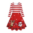 thumbnail image 3 of 4- 12Y Girls Christmas Long Sleeve Twirly Dresses Little Girls Casual Party Dress Holiday Xmas Floral Pleated Midi Dresses, 3 of 4