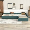 thumbnail image 2 of Tcbosik Double Twin Size Daybed with Trundle, Linen Fabric Upholstered Sofa Bed with Storage Drawer for Living Room, Guest Room, Bedroom, Space Saving, Green, 2 of 10