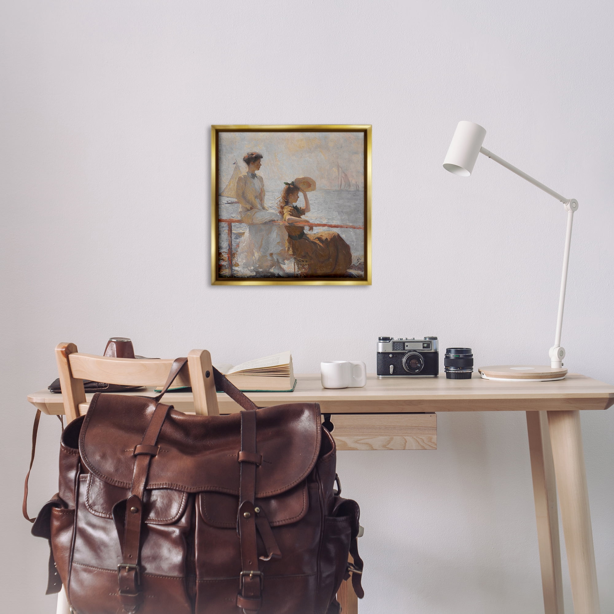 Stupell Industries Classic Summer Day Women People Painting Gold Floater Framed Canvas Art Print Wall Art, 25 x 25