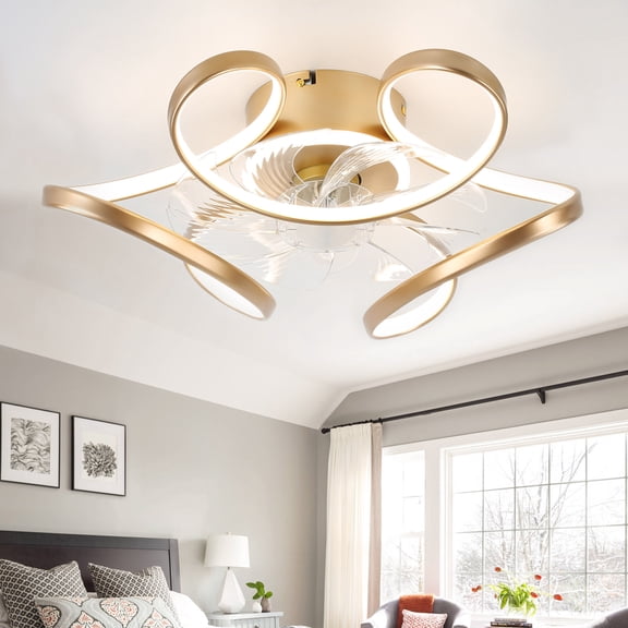 20inch Low Profile Ceiling Fan with Dimmable Light, 6-Speed Reversible Flush Mount Ceiling Fan with Remote and APP Control