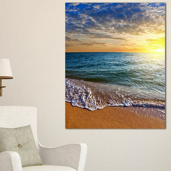 Designart 'Layers of Colors on Sunrise Beach' Metal Wall Art