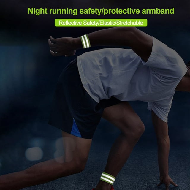 LJNYFDC Elastic Wristband with Reflective Strip 16Pcs Reflective Sports Wrist Strap High Visibility Stretch Fastener Wrist Arm Ankle Leg Wraps for Night Walking and Running