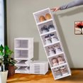 thumbnail image 2 of Zapatero apilable, caja organizadora de zapatos plegable, caja de almacenamiento de zapatillas transparente de plástico, armario para zapatos a prueba de polvo, ahorro de espacio, 2 of 4