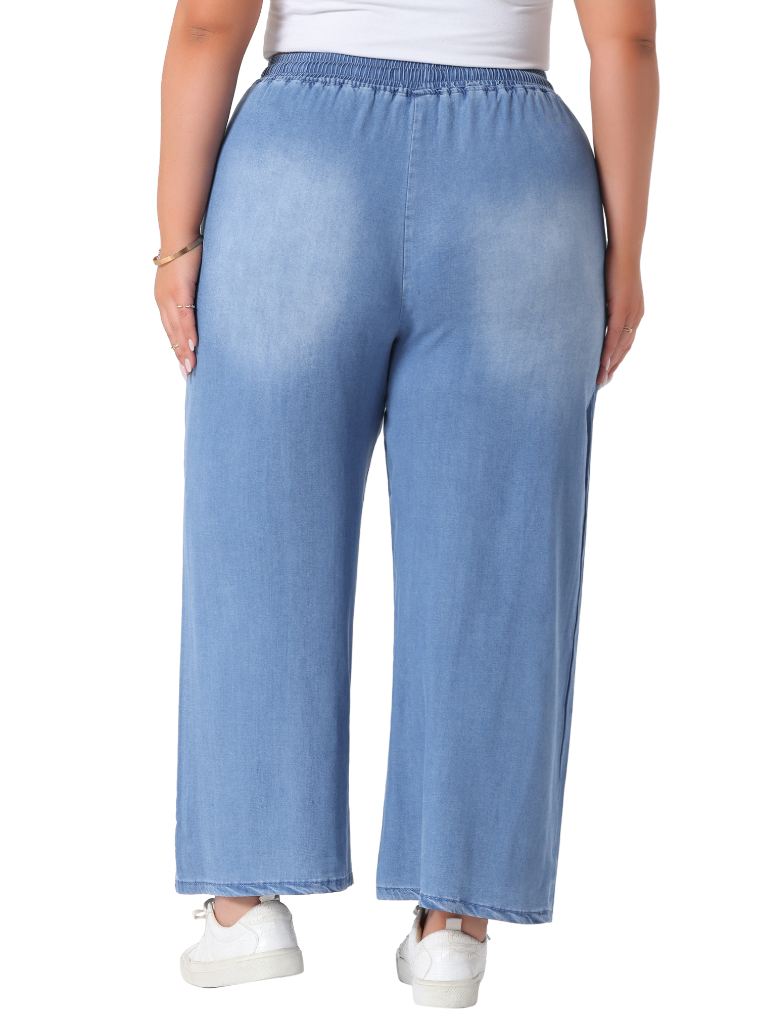 DARING DIVA Women's Plus Chambray Baggy Fit Jeans Denim Pants with Pockets 3X Light Blue