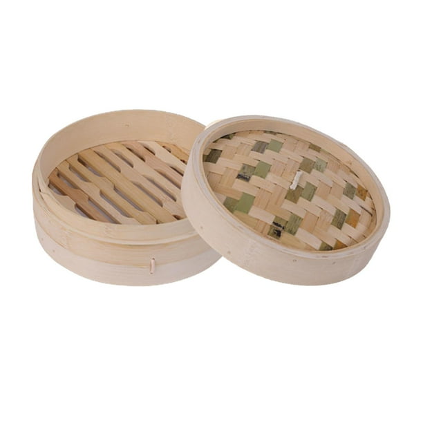 Vaporera de bambú hecha a mano para verduras y arroz. 21cm