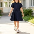 thumbnail image 2 of WERYOUNG Mid Length Girls Dresses Elegant Long Sleeve Lapel Collar Button Down Back To School Dresses For Girls Kids Breathable Sundress, 2 of 4
