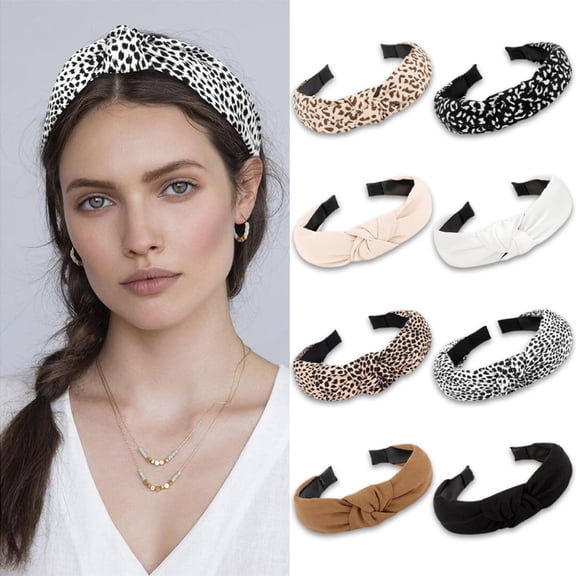 CAIXIA Boho Leopard Print Wide Knot Headband Retro Elegant Fashion Hair Accessories For Women Daily Casual Outfit