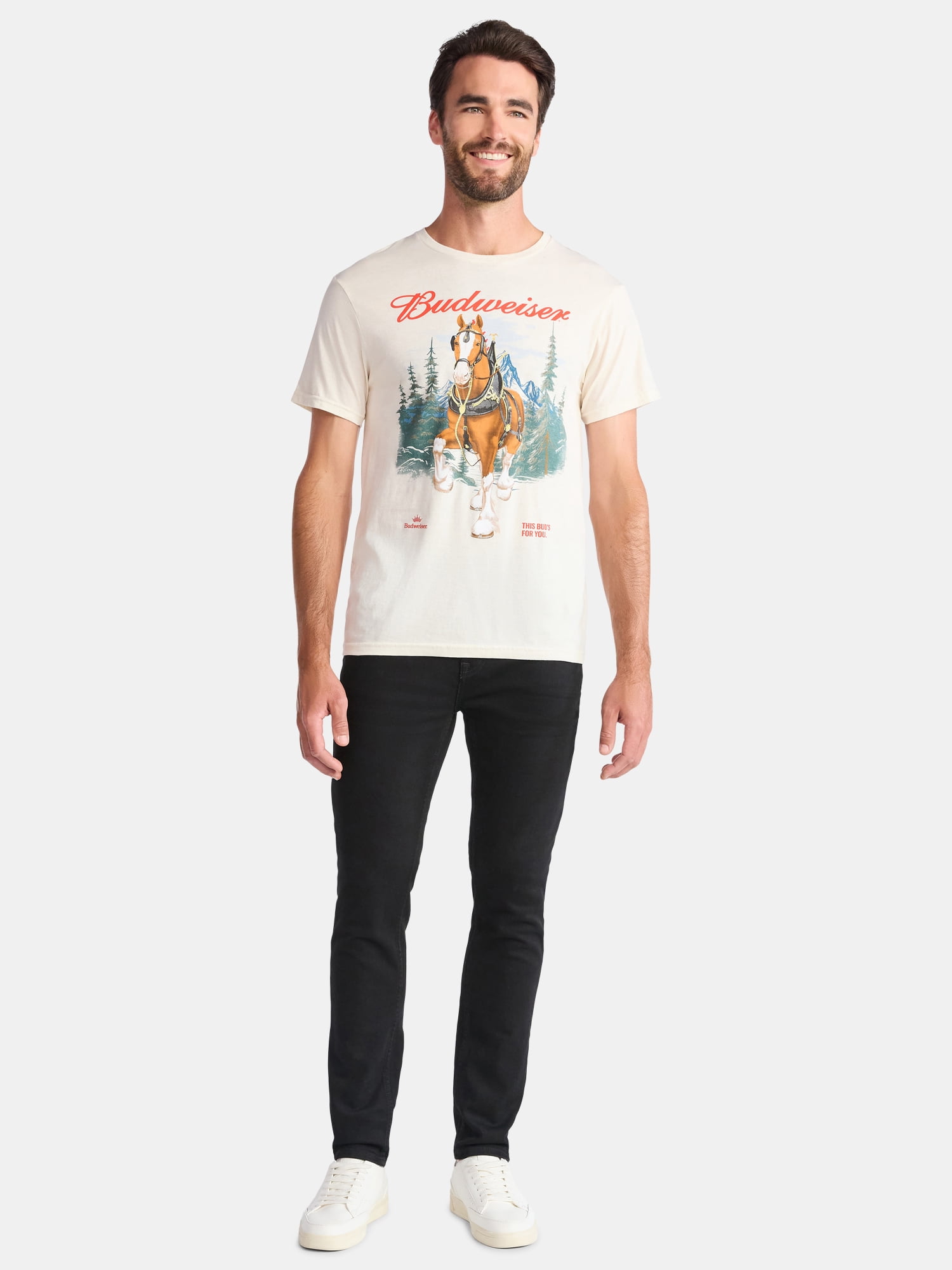 Budweiser Clydesdale Men's and Big Men's Holiday Graphic Tee, Sizes S-3XL