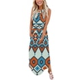 thumbnail image 1 of Birdeem Robe Longue Décontractée pour Femme à Col en V Sans Manches Imprimée, Coupe Ample, Style Camisole, Longue Robe+poche, 1 of 5