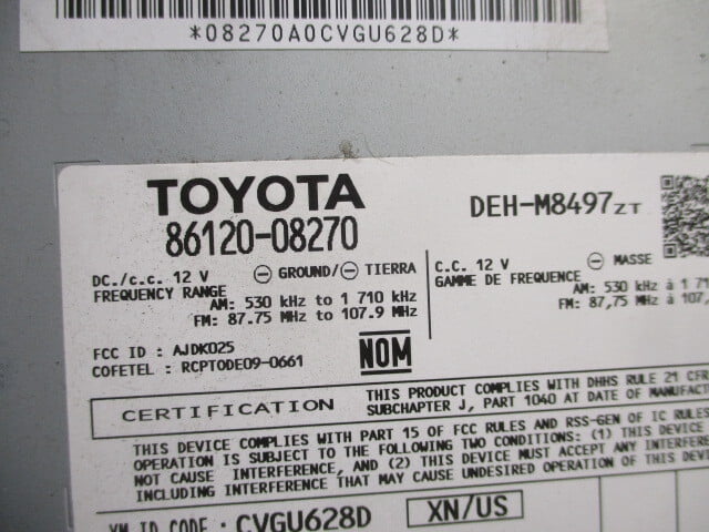 Pre-Owned Toyota Sienna Single Disc CD MP3 WMA Player Radio Stereo P1842 OEM LKQ - Verify Specific Vehicle Fitment In Description - (Good)