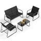 thumbnail image 1 of zocalo Juego de Muebles de Patio de 4 Piezas, con sofá de Dos plazas y Dos sillas Individuales, Mesa y sillas de bistró para Patio, balcón y jardín, Color Negro, 1 of 8