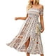 thumbnail image 1 of Vestido largo bohemio con hombros descubiertos Ticfox color albaricoque XL, 1 of 6