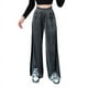 thumbnail image 1 of Pantalones casuales ajustados de gamuza con cintura alta de color sólido y drapeado a juego, pantalones anchos y sueltos para mujer, 1 of 6