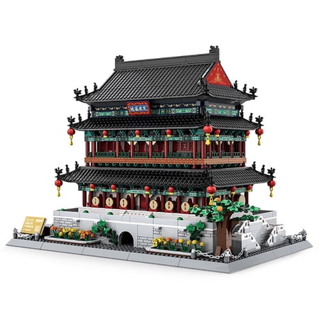 Xi'an Drum Tower China Building Set (1872 Pieces), Architecture Building Blocks Toys, Home Décor Model Gifts for Kids and Adults