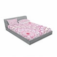 thumbnail image 3 of Ambesonne Mandala Fitted Sheet & Pillow Sham Set, Leaf Like Circled Pattern, Twin, Hot Pink Magenta, 3 of 3