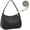Black, variant on Women's Woven Crescent Bags Retro 90s Hobo Handbags Top Handle Underarm Bag Clutch Purses