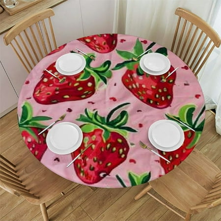 

Autua Strawberries Pink Maximalism Round Table Cover Stain Resistant Washable Indoor Outdoor Tablecloth Kitchen Dining Wedding Parties 100% Polyester for Picnic Farmhouse Outdoor Fitted 31 -35