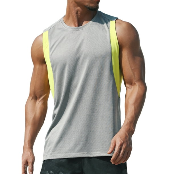 Sunloudy - Camiseta sin mangas para hombre, diseño informal de verano con cuello redondo y contraste de colores Sunloudy moda