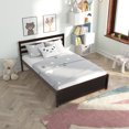 thumbnail image 2 of PAPROOS Full Bed Frame with Heaboard, New Upgarded Wood Platform Bed with Strong Slat Support, Modern Full Size Bed Frame for Teens Adults, No Box Spring Needed, Espresso, 2 of 10