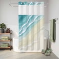thumbnail image 6 of No Hook Shower Curtain, Teal Beach Coastal Shower Curtains for Bathroom with See Through Top Window, Summer Ocean Nautical Seaside Waterproof & Washable Bath Curtain Small Stall 36"x78", 6 of 9