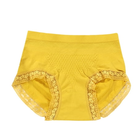 Bigersell Ladies Underwear Panties Clearance Cheeky Panties Thong Panty Style P-5 Nylon Brief Panties Ladies Cotton Thongs Briefs Mid Waist Women s Briefs Yellow F