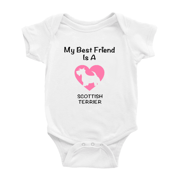 My Best Friend is A Scottish Terrier Dog Funny Baby Outfits 0-3 Months