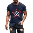 thumbnail image 2 of lcziwo Mens 4th of July Shirt American Flag Graphic Tees Casual Short Sleeve Stars Printed Independence Day Patriotic Tops Dark Blue M, Gifts for Dad, 2 of 6