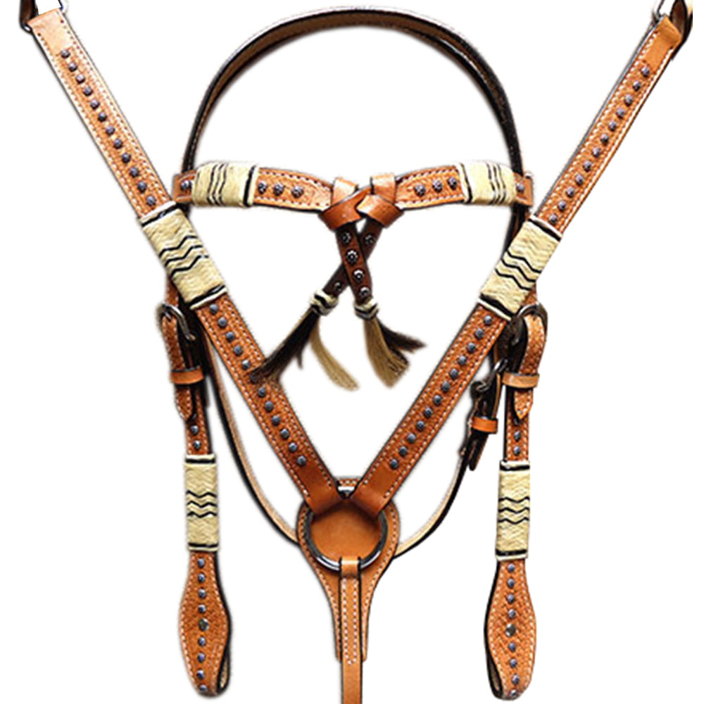 C-1-BC Western Horse Breast Collar Tack American Leather Red Blue Hilason 