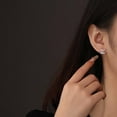 thumbnail image 4 of 925 Sterling Silver Stud Earrings Set for Women, Small Stud Earrings, Advanced Design, DOUBLE C, 4 of 5