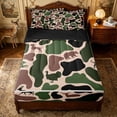 thumbnail image 2 of Erosebridal Retro Green Camo Zipper Full Size Comforter Sets with Fitted Sheet and 2 Pillowcases for Boys Men, Woodland Animal Wildlife Zipper Bedding Set, Black Reversible, 4-Piece, 2 of 7