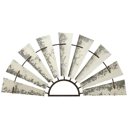 UPC 193228000102 product image for Set of 2 White and Gray Distress Finished Galvanized Half Windmill Wall Decors 3 | upcitemdb.com