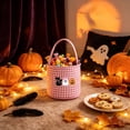 thumbnail image 6 of Ouuluon Sturdy Halloween Plaid Storage Basket, 9x9 inch Ghost Pumpkin Decorative Handheld Basket for Home Party, 6 of 6