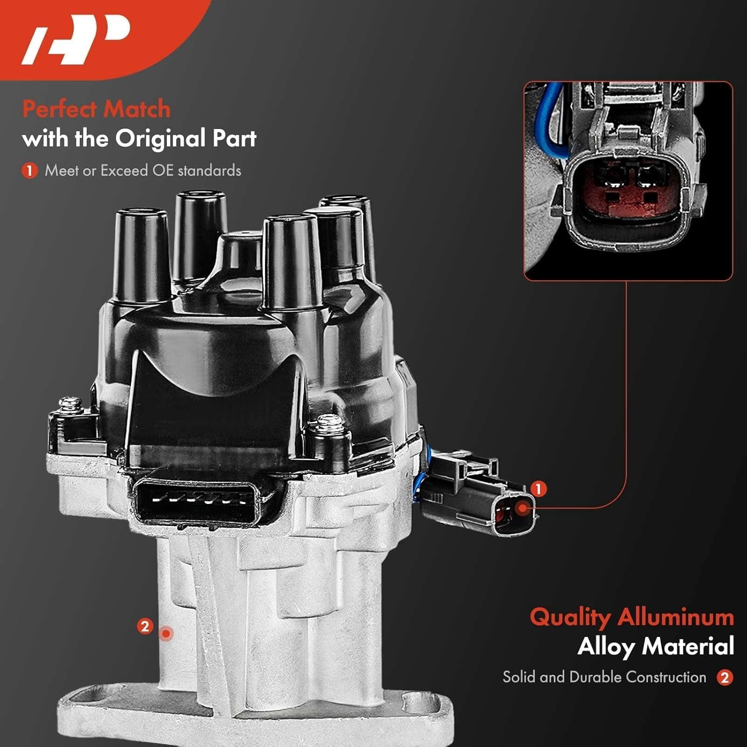 A-Premium Ignition Distributor with Cap and Rotor Compatible with Nissan Frontier 1998-2004 Xterra 2000-2004 Pickup 2005-2010 NP300 2009-2012 2.4L
