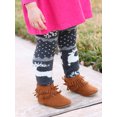 thumbnail image 3 of Infants & Toddlers Wool Knitted Winter-Thick Thermal Leggings | Santa Baby Nordic Reindeer (Charcoal, 12M), 3 of 5