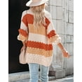 thumbnail image 4 of MURMUREY Womens Long Sleeve Color Block Cardigan Striped Open Front Chunky Knit Sweaters Coats, 4 of 7
