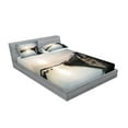 thumbnail image 2 of Ambesonne Nautical Fitted Sheet & Pillow Sham Set, Sinking Boat Sunset, Queen, Pale Blue Brown, 2 of 2