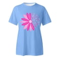thumbnail image 4 of TSADFHJI Chemises pour Femmes Manches Longues Coton Col Rond T-Shirt Imprimé à Manches Courtes Col Rond Haut Blouse m Bleu, 4 of 5