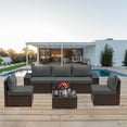 thumbnail image 2 of Kullavik Patio 6-Piece Steel Outdoor Wicker Sectional Sets with Cushions,Grey, 2 of 5