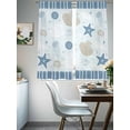 thumbnail image 3 of Ocean Striped Sheer Curtains 72 Inch Long 2 Panels, Light Blue Starfish Shell Jellyfish Coral Light Filtering Rod Pocket Curtains, Sheer Voile Drapes for Living Room Bedroom, 52"x72", 3 of 8