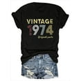thumbnail image 2 of Retro-Inspired, Vintage 1974 Original Parts" Graphic Tee for Women - Casual Crew Neck, Short Sleeve Top, Breathable Polyester, Machine Washable, 2 of 7