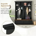 thumbnail image 2 of 55.9"W Farmhouse Hall Tree with Wood Grain Bench,Versatile Mudroom Bench with 2 Large Drawers,4 Open Storage Space and 6 Hanging Hooks,4-in-1 Rustic Coat Rack for Entryway Living Room,Black, 2 of 7