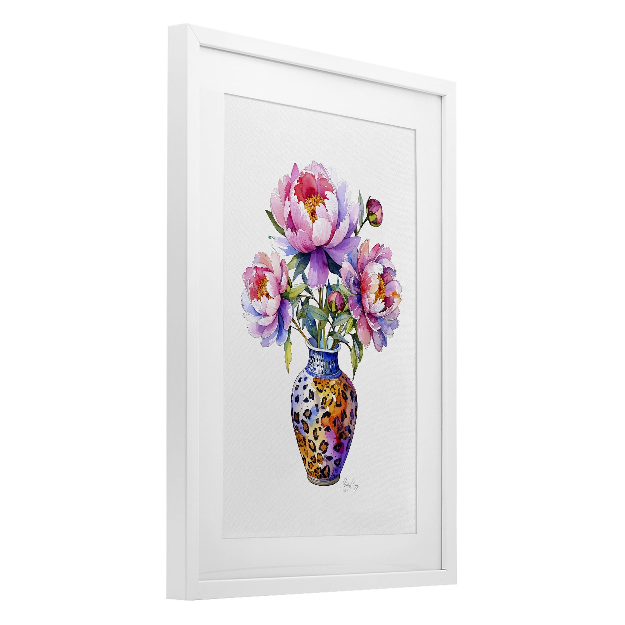 Stupell Industries Fierce Blooms Flower Vase White Framed Print Under Glass, design by Shelly Craig