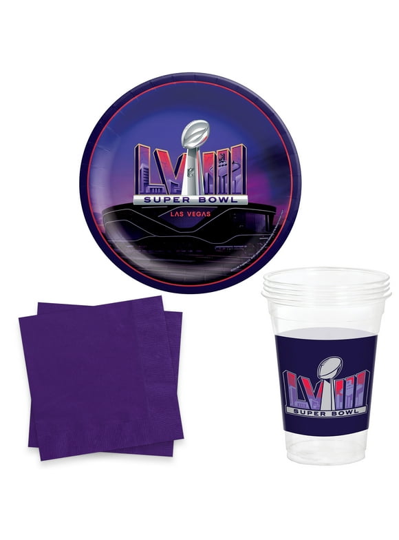 Super Bowl LVIII 58 2024 Party Supply Pack for 8 Guests w Cups, Plates & Napkins